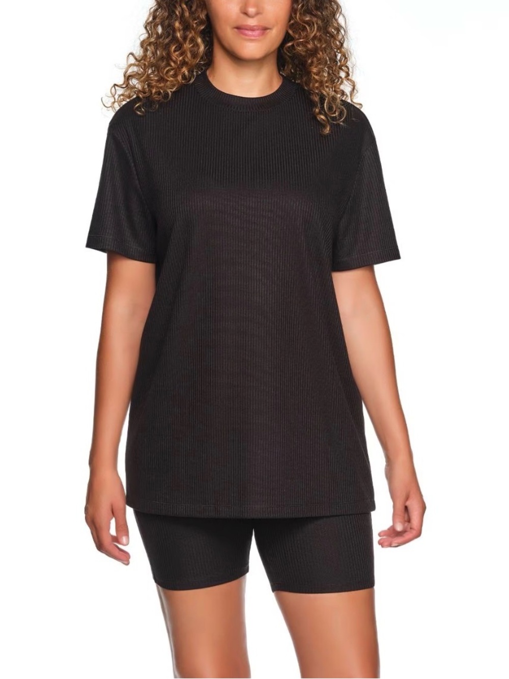 Woman’s LOFT Black  lounge set Tee and Biker Short Set size small